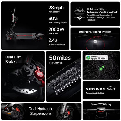 Pulse X5 Pro Electric Scooter – 1800W Motor, 70km Long Range, Dual Shock Absorbers, LCD Screen, 25 MPH – Premium Adult E-Scooter (US Version)